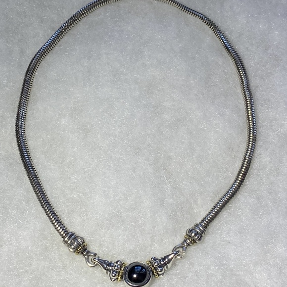 LAGOS Caviar Hematite Convertible Collar Necklace, 925 Silver & 18K Gold - Picture 7 of 14